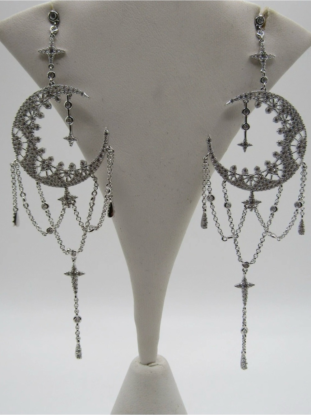 APM Mona Sterling Silver Crescent Moon & Star Dangle Earrings - Eden Collection